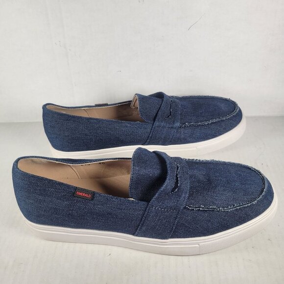 Emerald Label Women Denim Slip-On Loafers Size 40 US 7/7.5 - Picture 5 of 8
